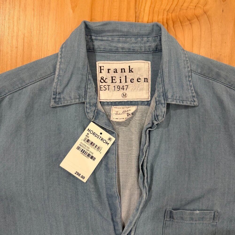 Frank & Eileen Dip-Dye Chambray Button-Up Shirt - Size M - Picture 5 of 5